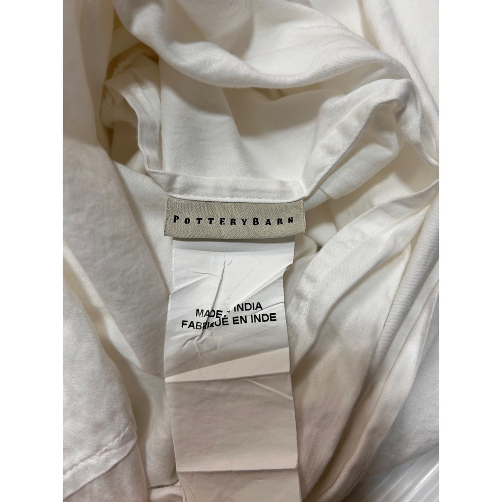 Pottery Barn Essential King Cal King Duvet Cover White Cotton w/ 2 Pleats 1 Flat - Picture 12 of 15